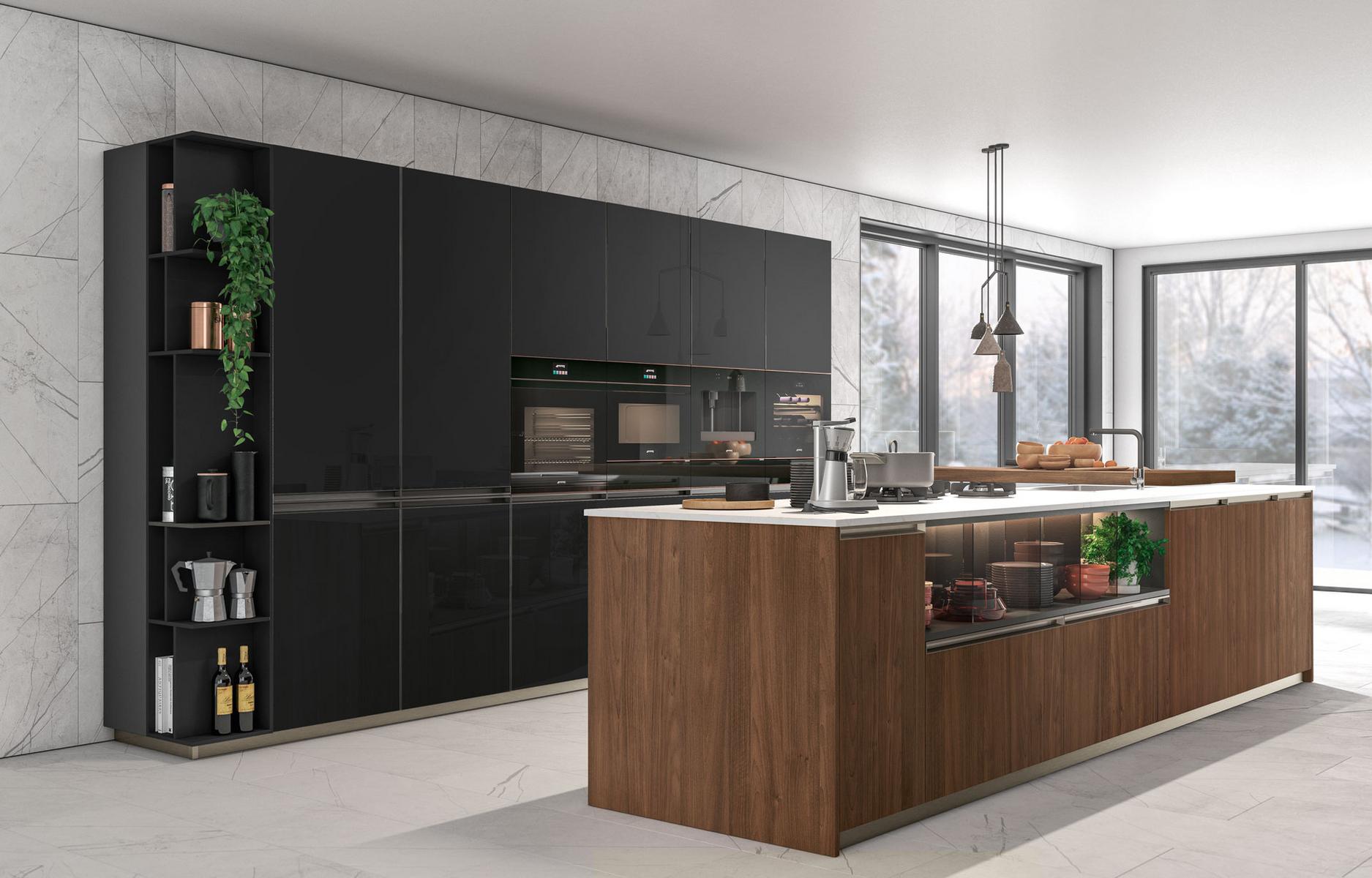 Uv lacquered kitchen with handles Lube Cucine Immagina plus