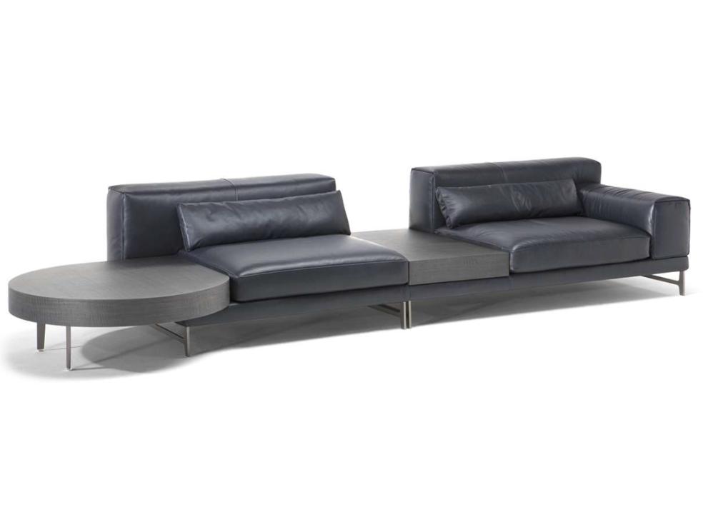 Leather sofa with integrated magazine rack | Ido by Natuzzi Italia