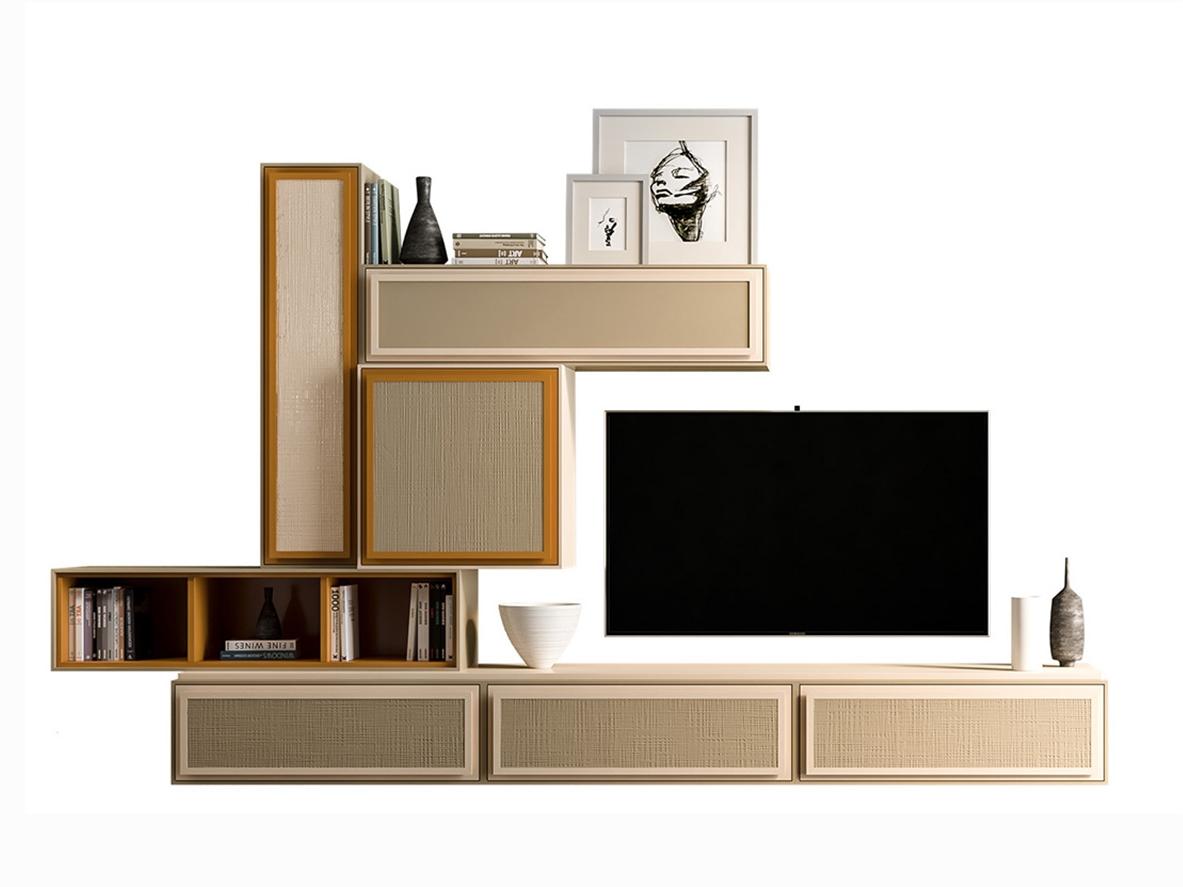 Sectional wooden TV wall system | Pr.864.5 by Stella del Mobile
