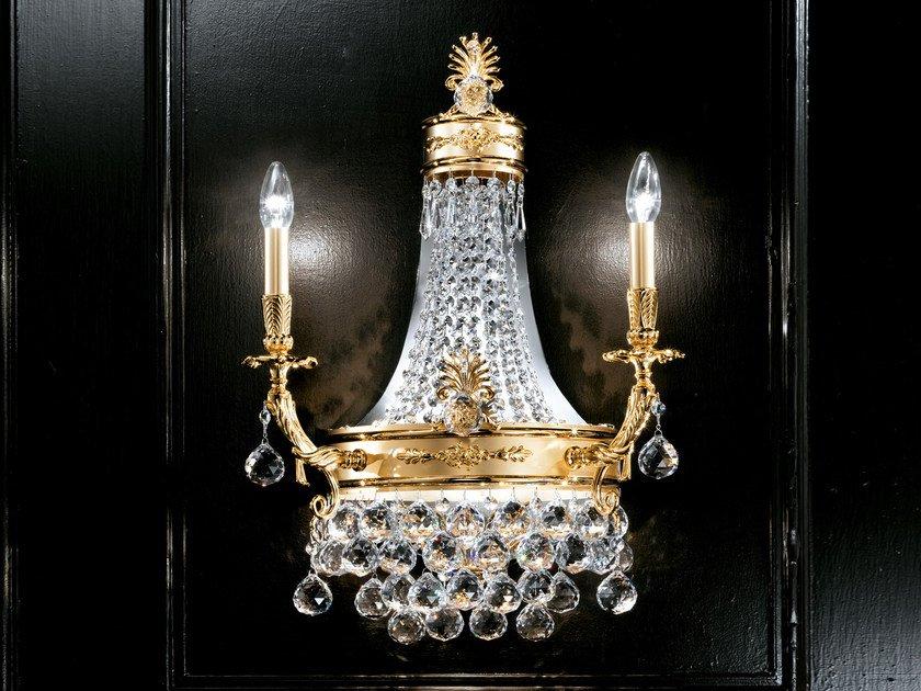 Incandescent brass wall light with crystals | Impero & Deco Ve 804 A3 by Masiero