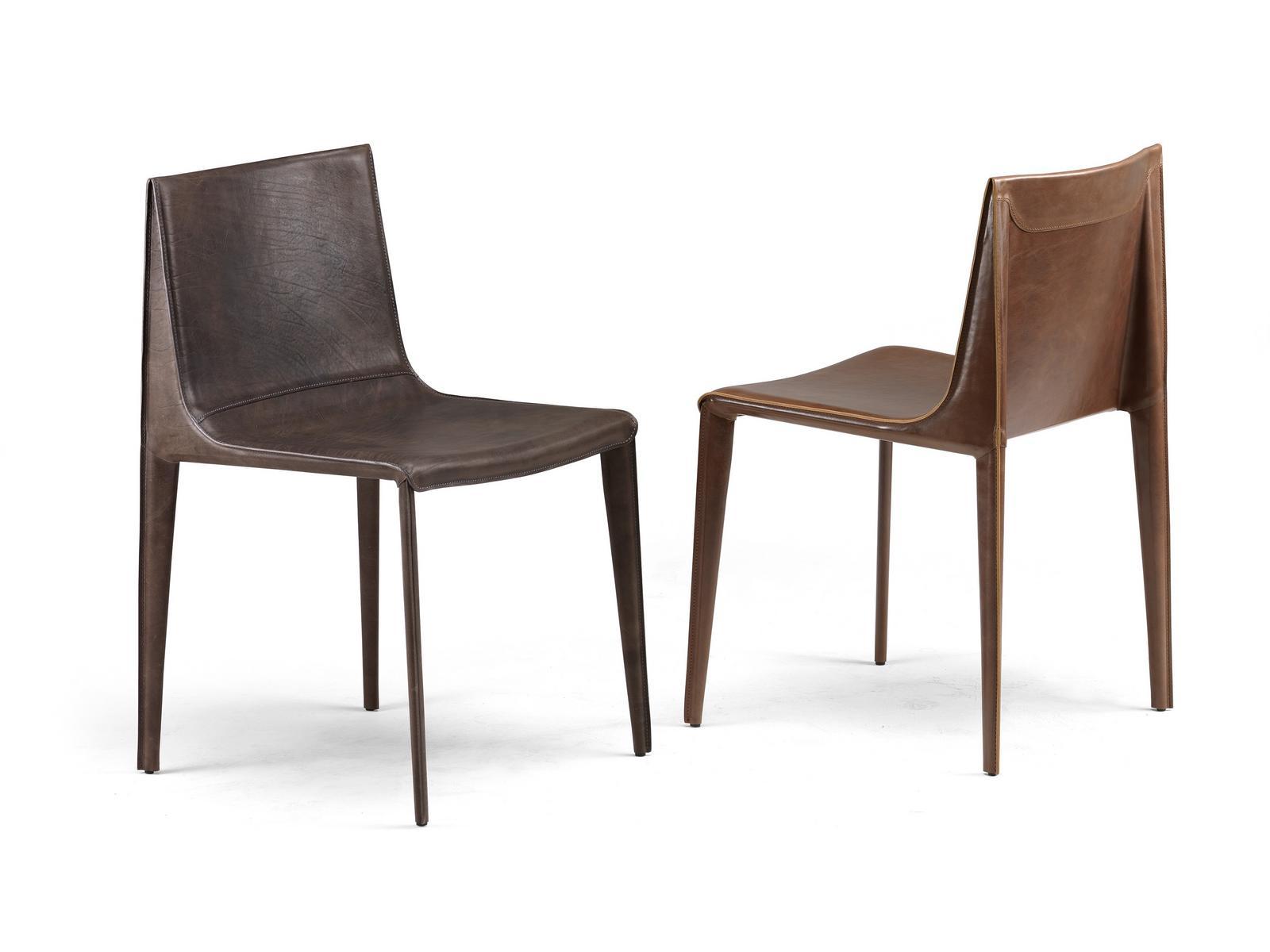 Tanned leather chair | Emily by Arketipo