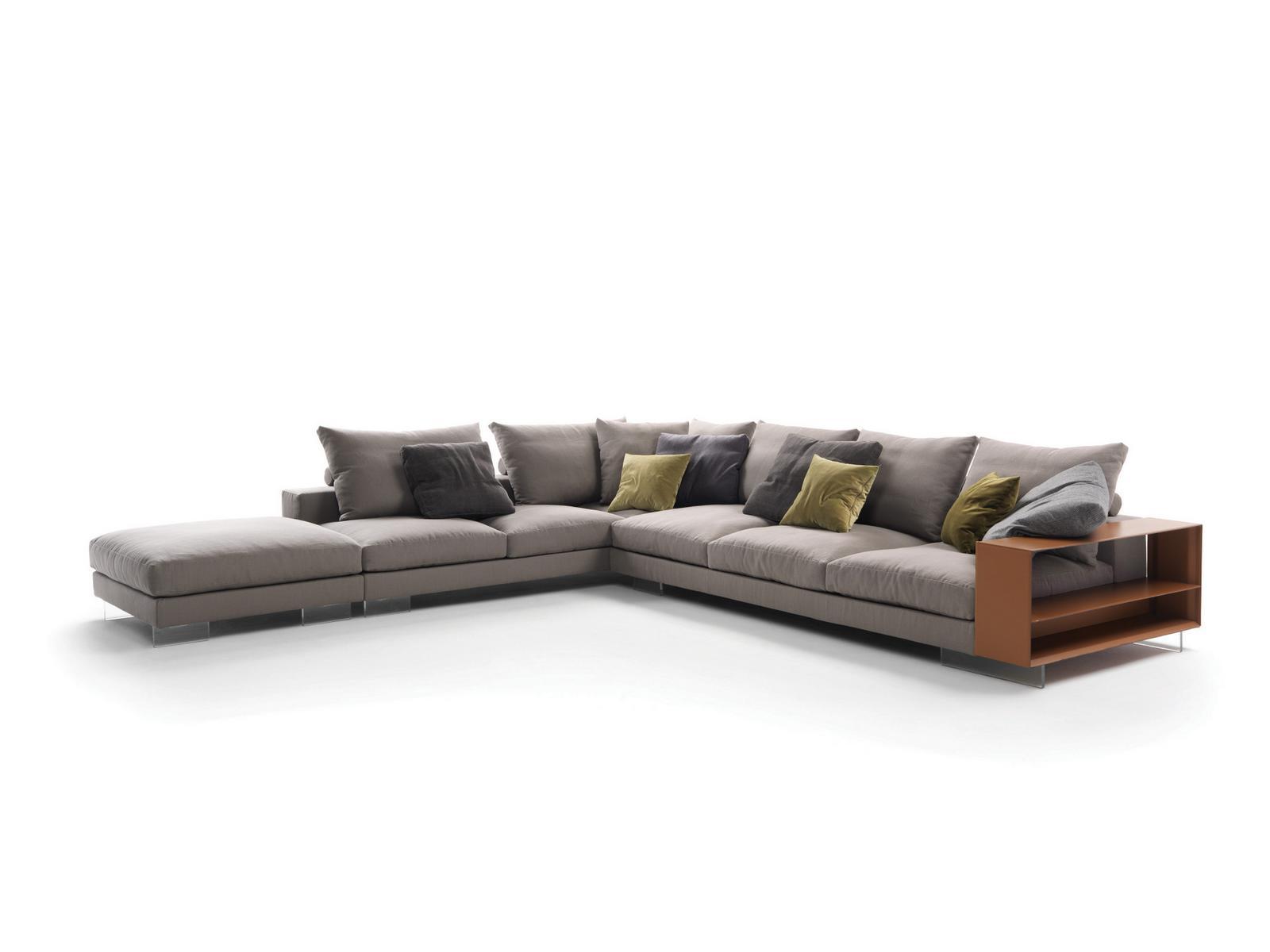 Sectional fabric sofa with storage space | Lightpiece by Flexform