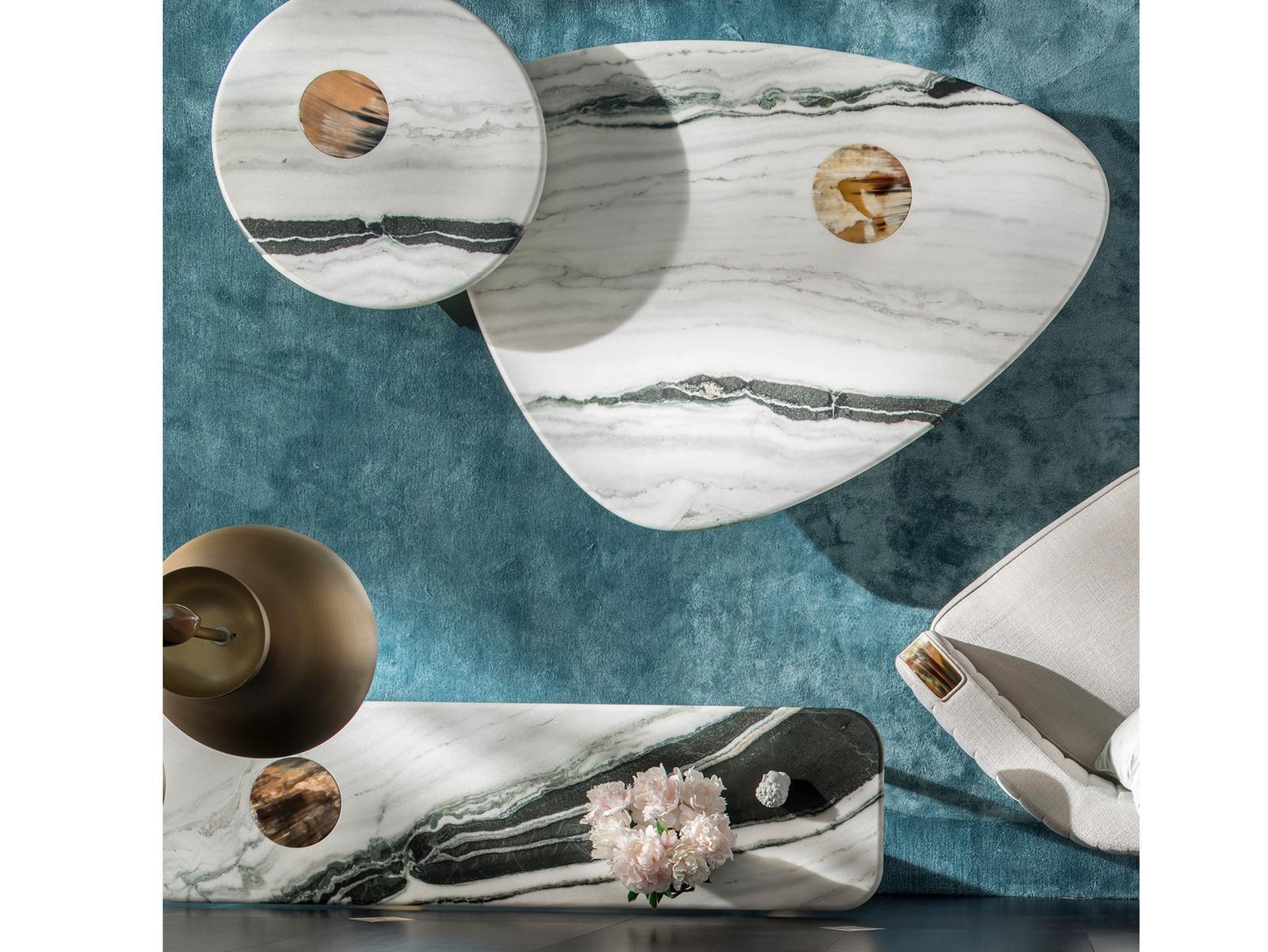 Low triangular marble coffee table | Demetra 7007 by Arcahorn