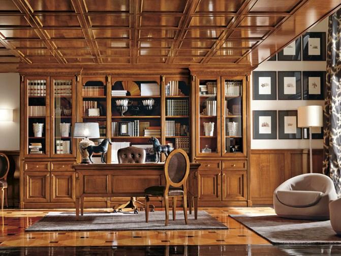 Wall-mounted custom cherry wood bookcase | Torino by Martini interiors