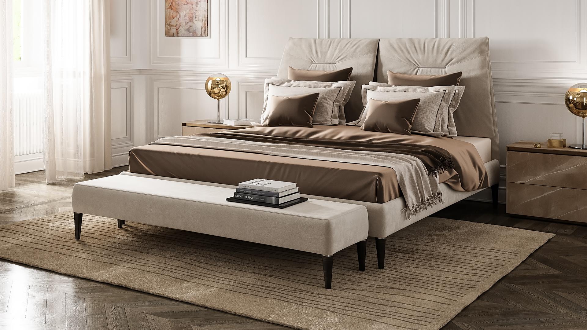 Upholstered leather bench | Soft by Reflex